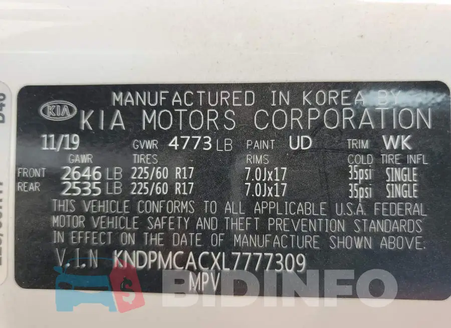KNDPMCACXL7777309 Photo# 12