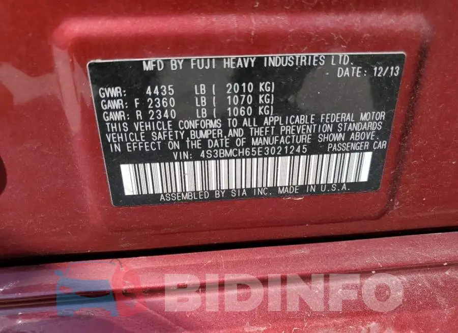 4S3BMCH65E3021245 Photo# 12