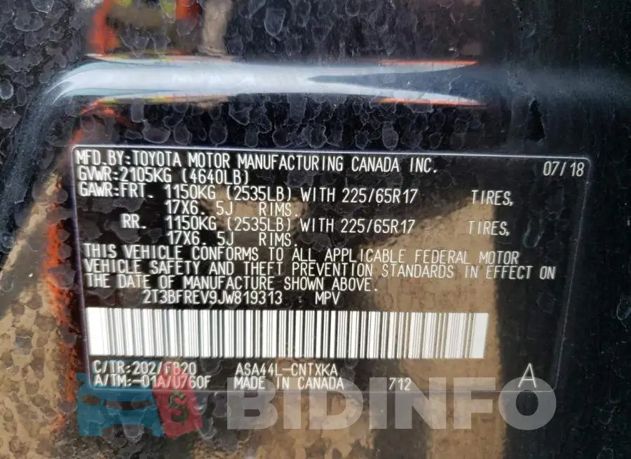 2T3BFREV9JW819313 Photo# 13