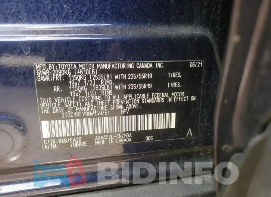 2T3C1RFV9MW159764 Photo# 13