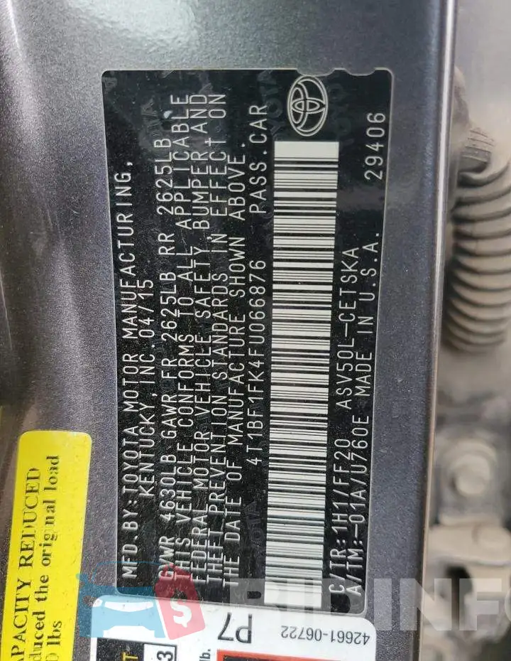 4T1BF1FK4FU066876 Photo# 12