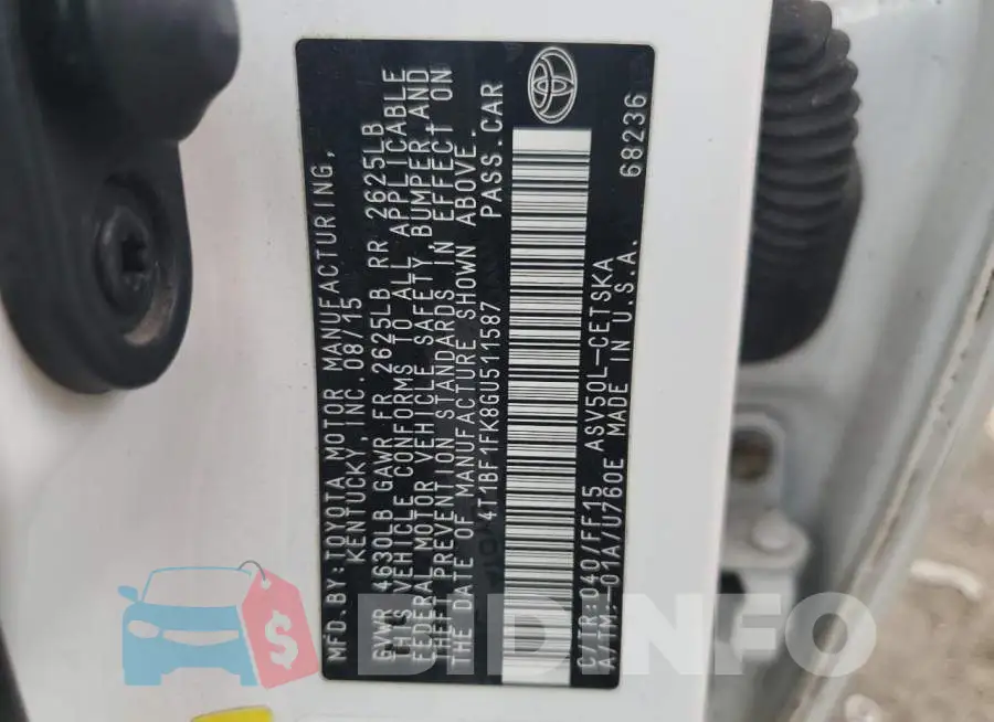 4T1BF1FK8GU511587 Photo# 12