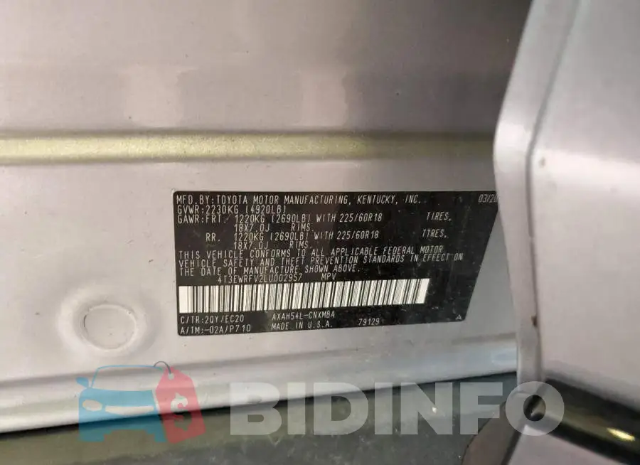 4T3EWRFV2LU002957 Photo# 13