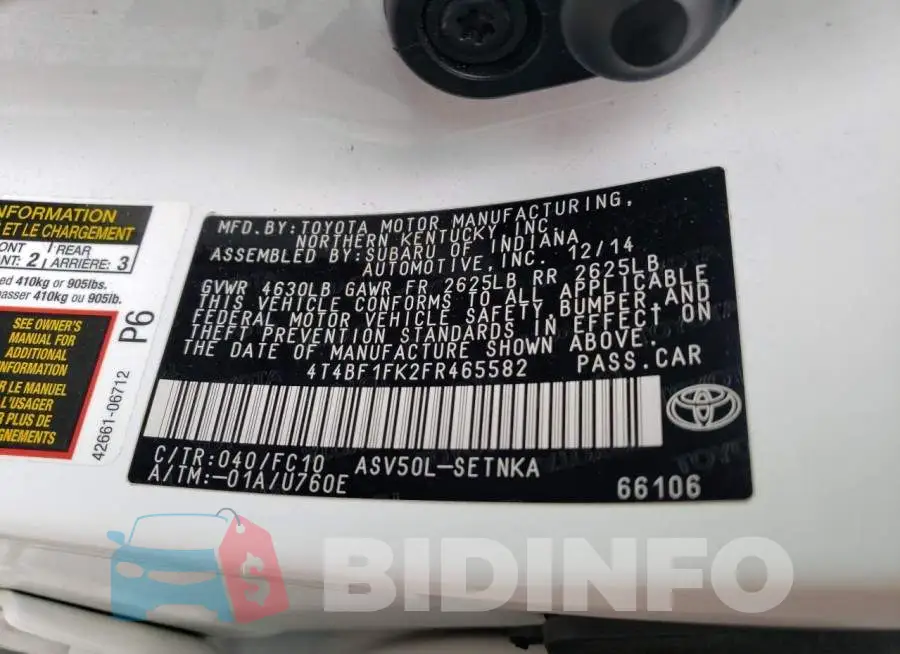 4T4BF1FK2FR465582 Photo# 13