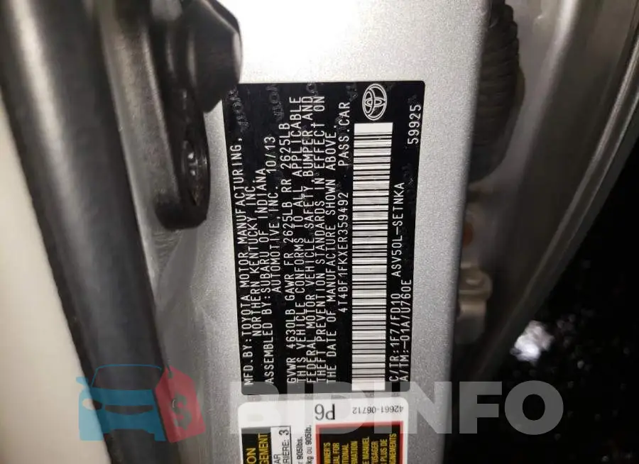 4T4BF1FKXER359492 Photo# 13