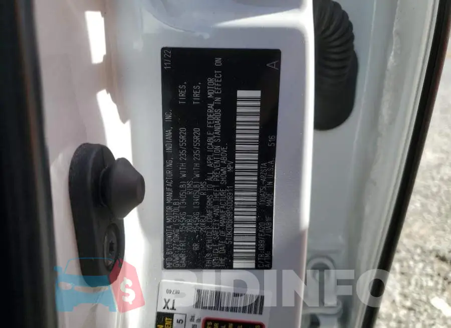 5TDKDRBH8PS008911 Photo# 13