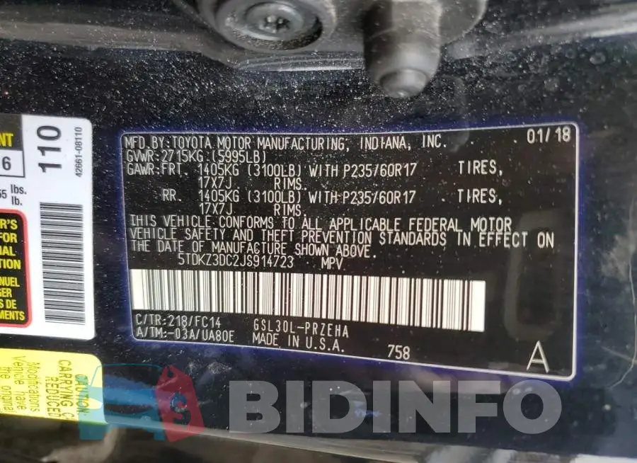 5TDKZ3DC2JS914723 Photo# 13