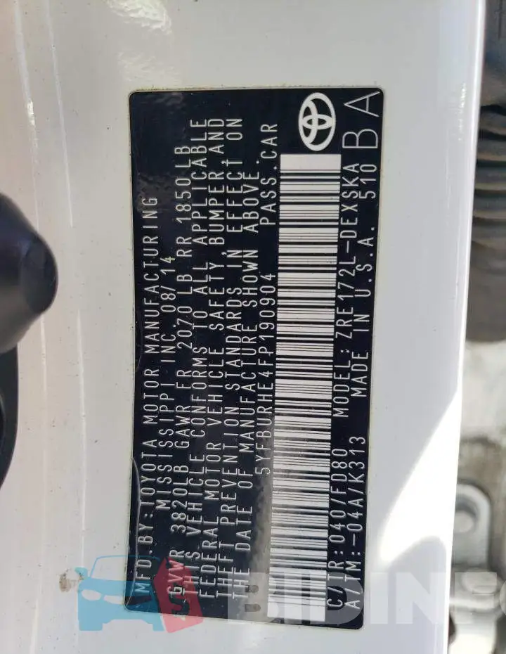 5YFBURHE4FP190904 Photo# 13