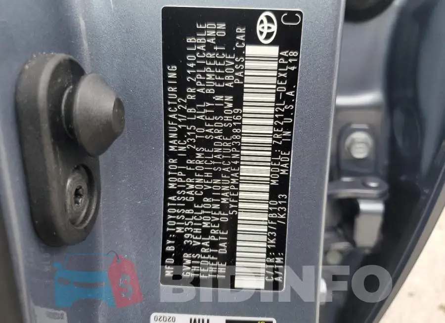 5YFEPMAE4NP388169 Photo# 13