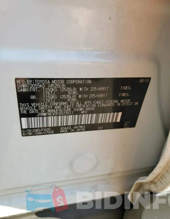 JTMWFREV0FD073517 Photo# 14