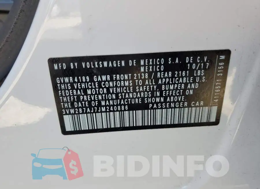 3VW2B7AJ7JM240886 Photo# 12
