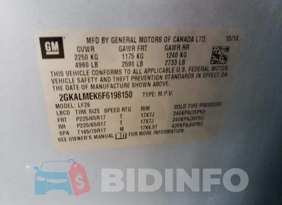 2GKALMEK6F6198150 Photo# 14