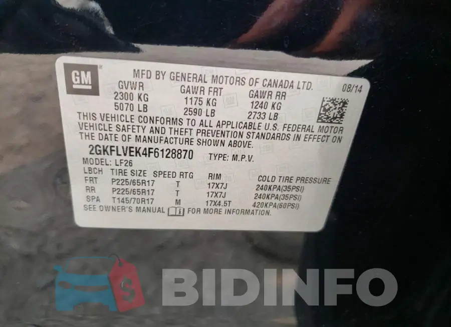 2GKFLVEK4F6128870 Photo# 13