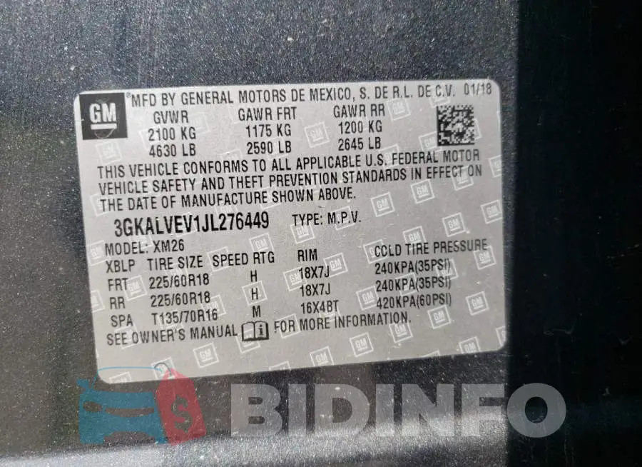 3GKALVEV1JL276449 Photo# 13