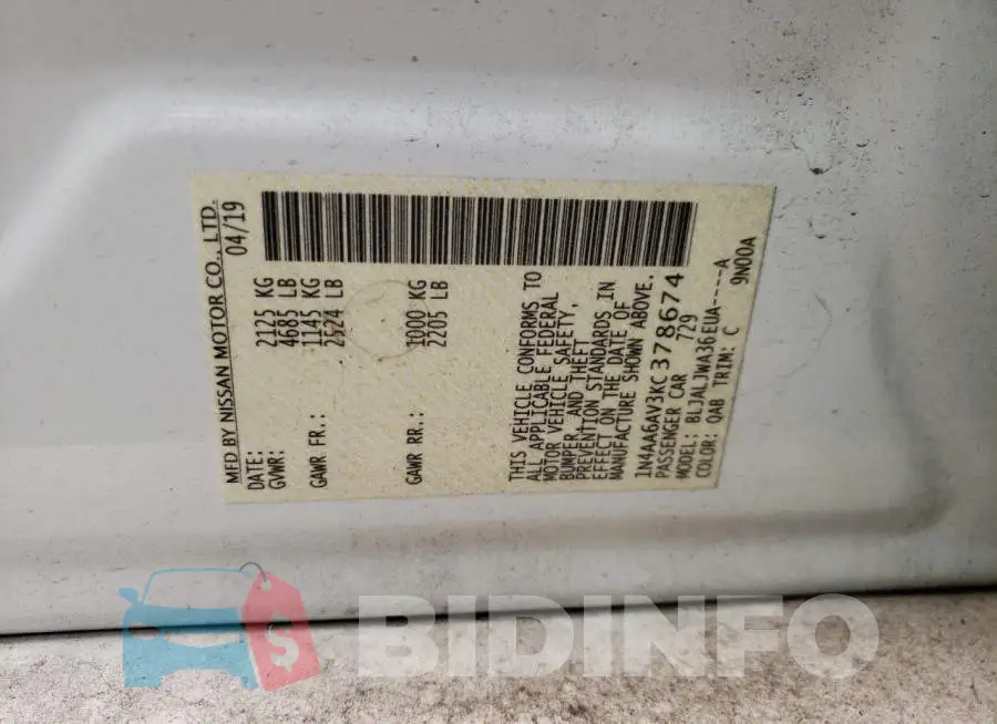 1N4AA6AV3KC378674 Photo# 12