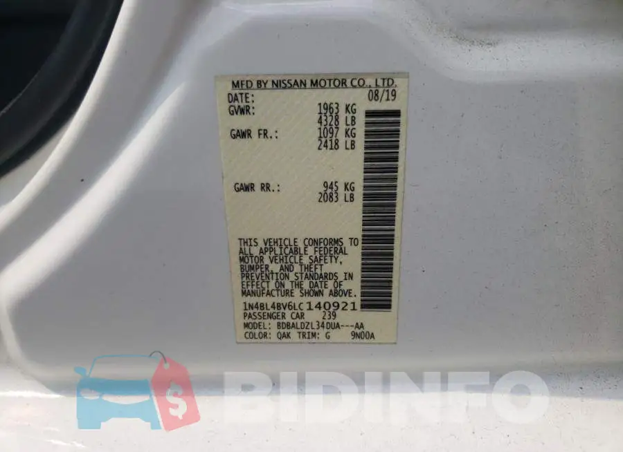 1N4BL4BV6LC140921 Photo# 13