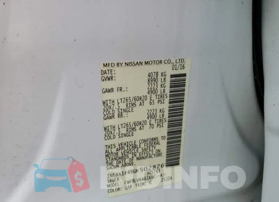 1N6BA1F49GN502876 Photo# 12