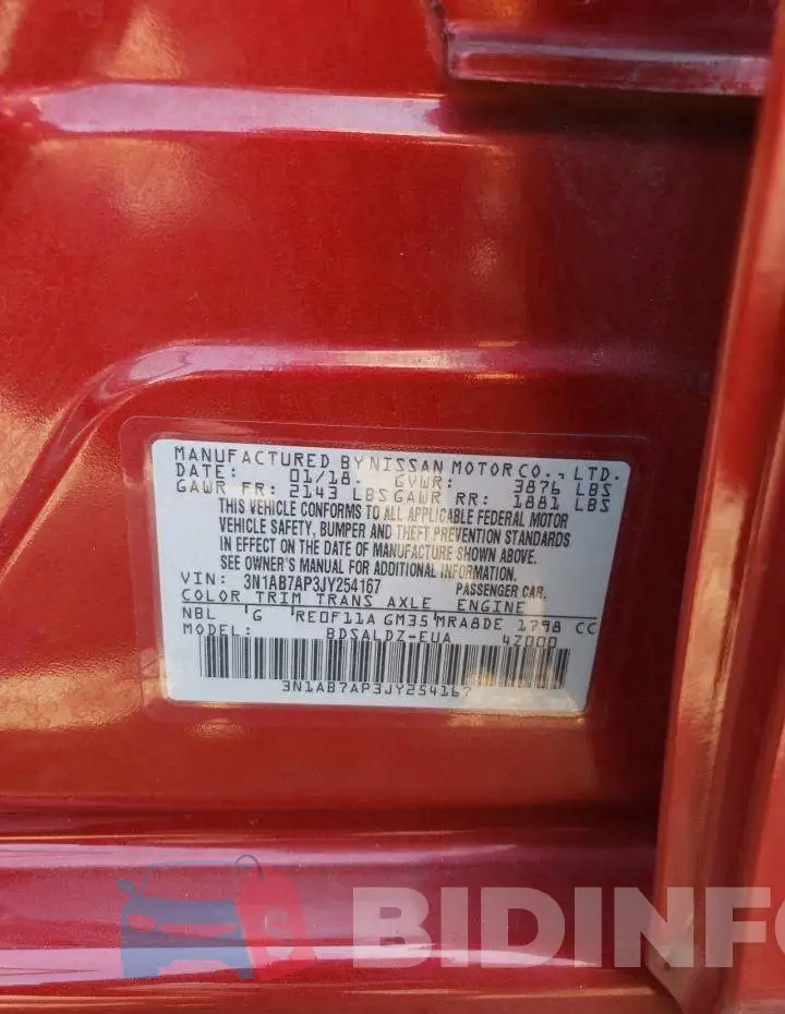 3N1AB7AP3JY254167 Photo# 13