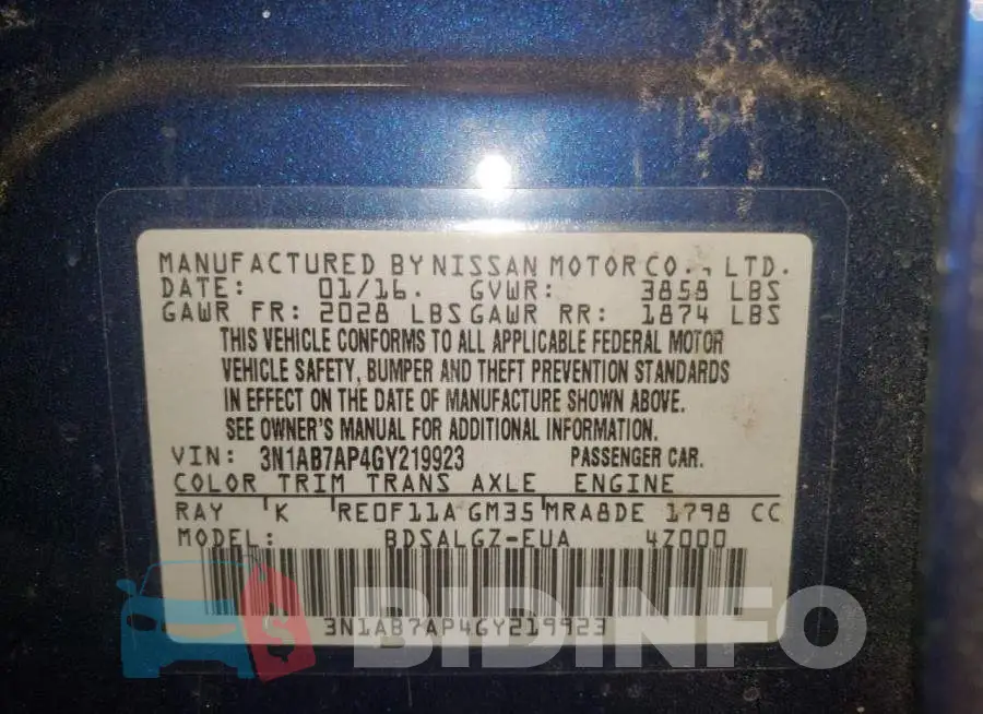 3N1AB7AP4GY219923 Photo# 13