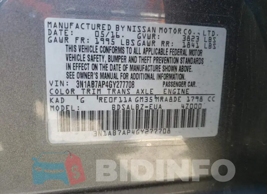 3N1AB7AP4GY277708 Photo# 12