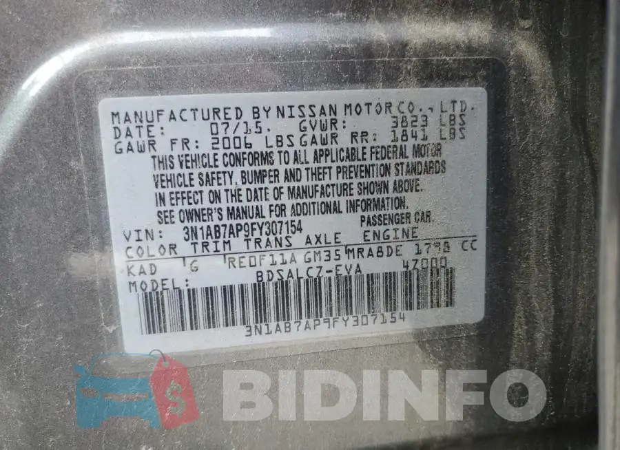 3N1AB7AP9FY307154 Photo# 12