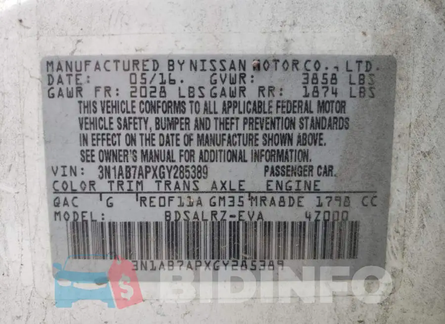 3N1AB7APXGY285389 Photo# 12