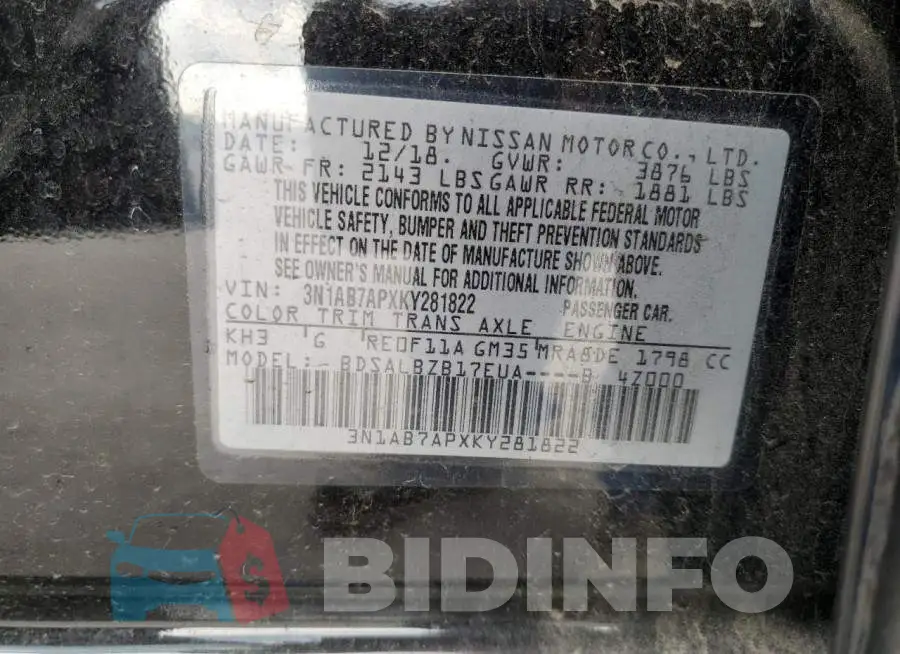 3N1AB7APXKY281822 Photo# 12