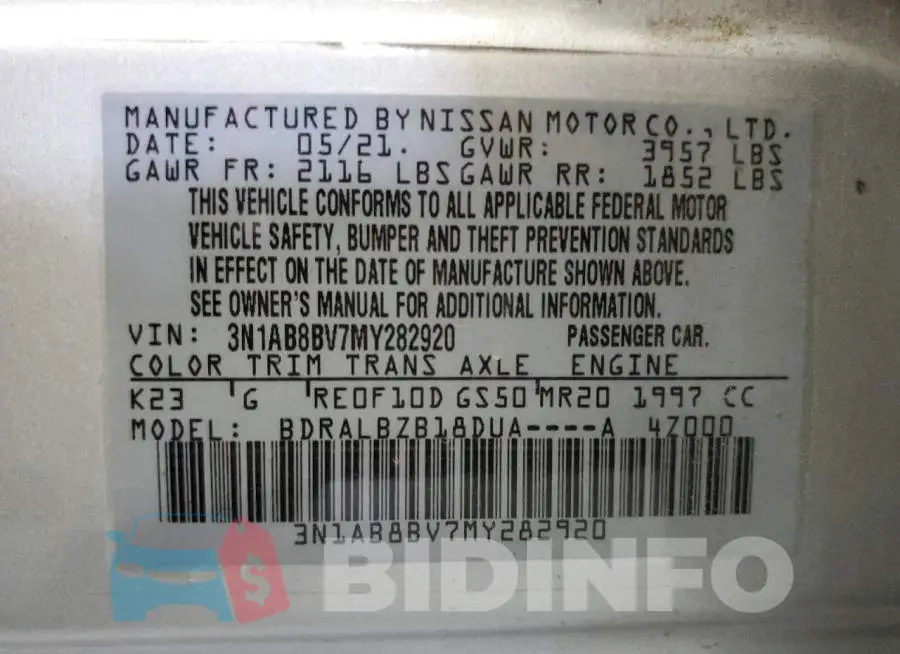 3N1AB8BV7MY282920 Photo# 12