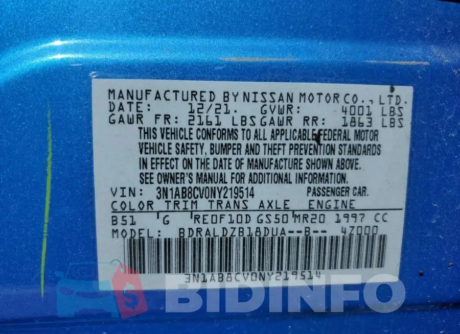 3N1AB8CV0NY219514 Photo# 12