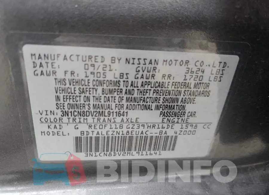 3N1CN8DV2ML911641 Photo# 12