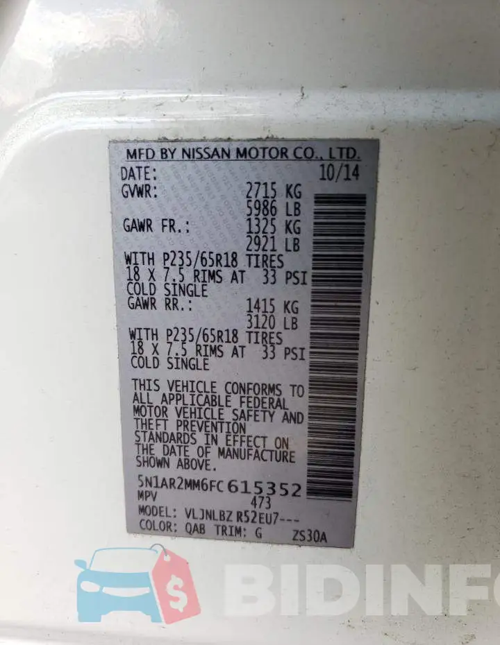 5N1AR2MM6FC615352 Photo# 13