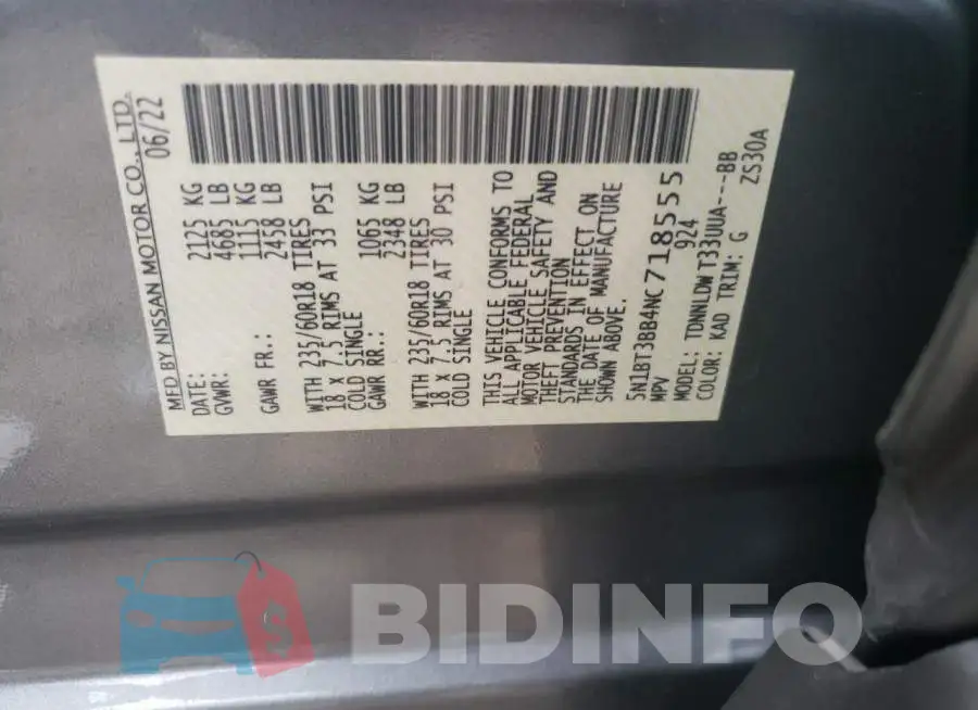 5N1BT3BB4NC718555 Photo# 13