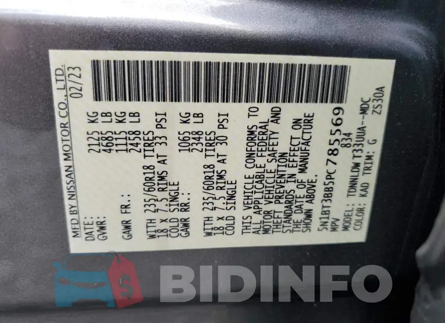 5N1BT3BB5PC785569 Photo# 13