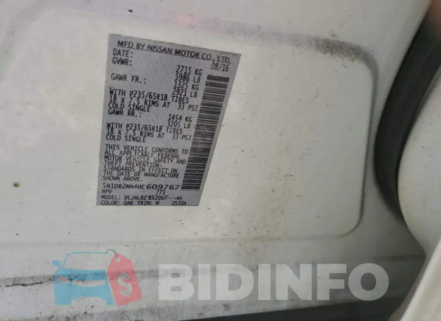 5N1DR2MN4HC609767 Photo# 12