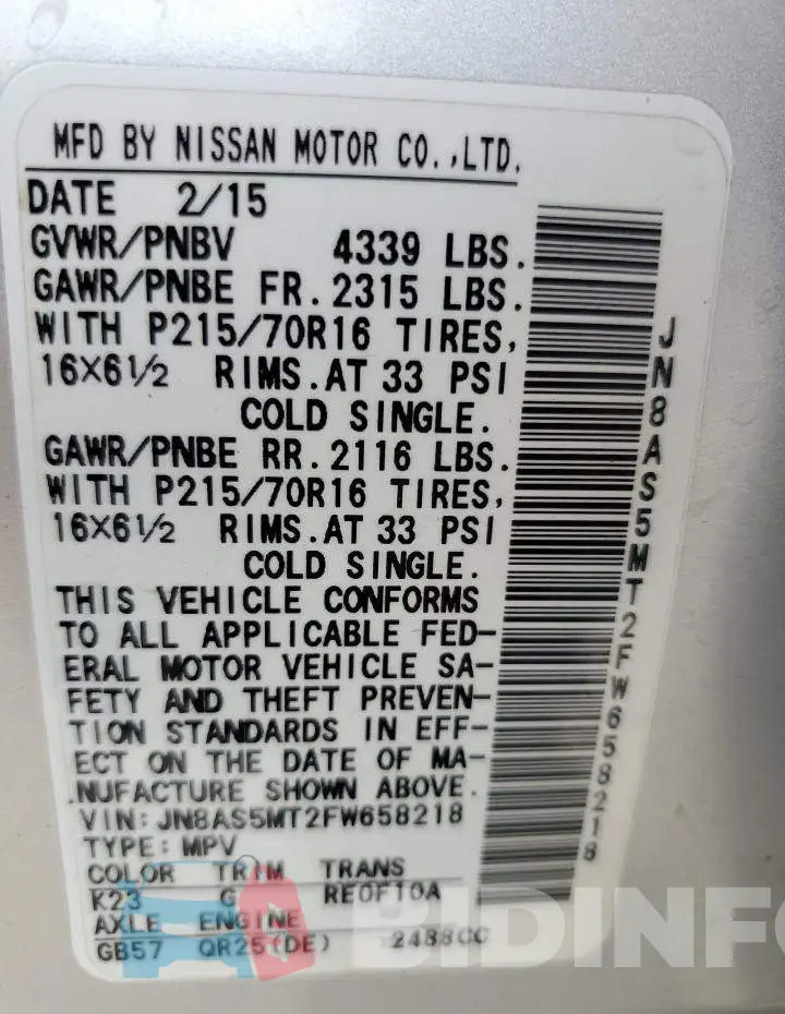 JN8AS5MT2FW658218 Photo# 12