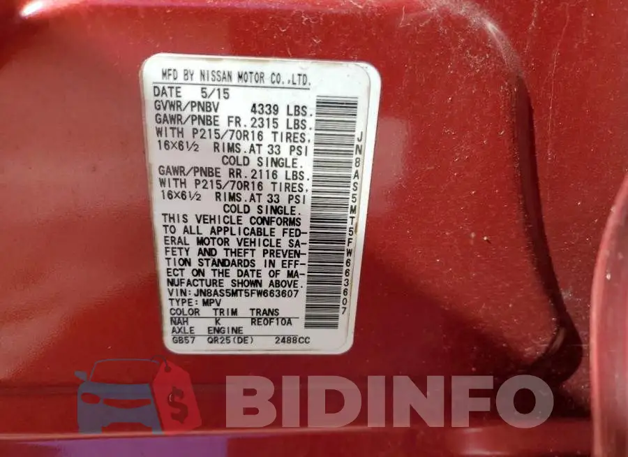 JN8AS5MT5FW663607 Photo# 13