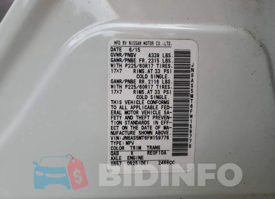 JN8AS5MT6FW159776 Photo# 13