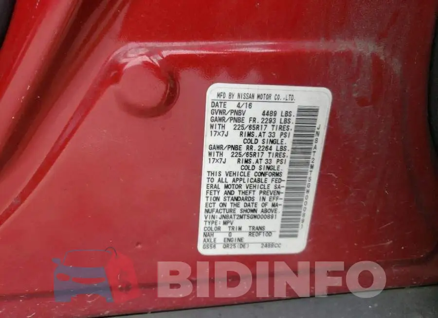 JN8AT2MT5GW000891 Photo# 13
