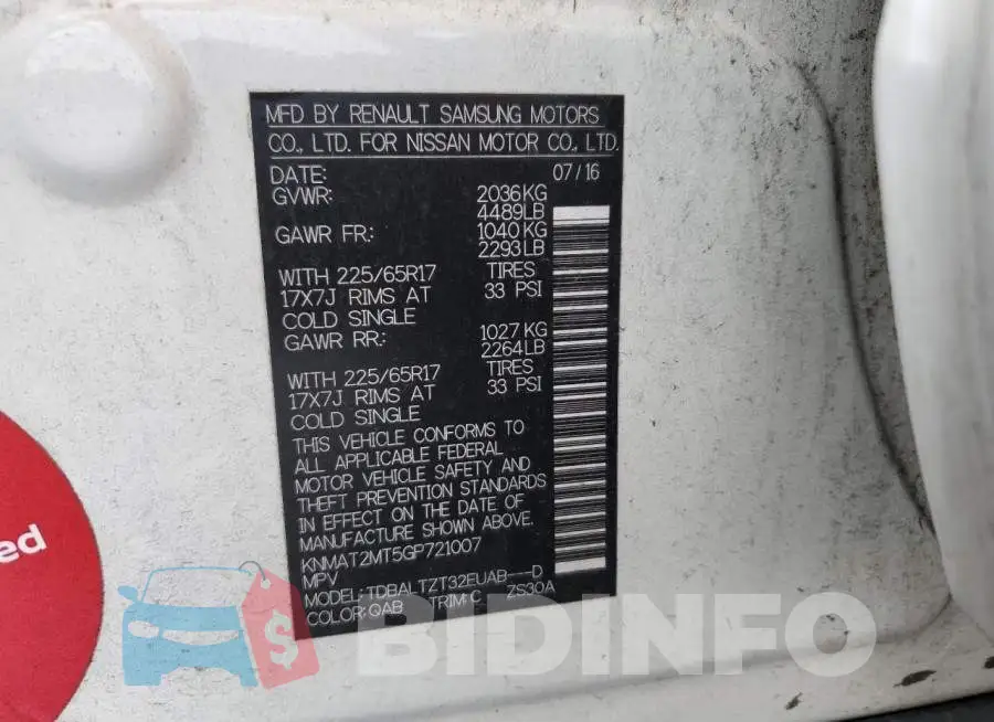 KNMAT2MT5GP721007 Photo# 14