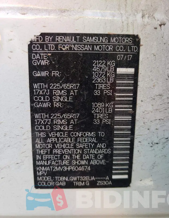 KNMAT2MV3HP604674 Photo# 13