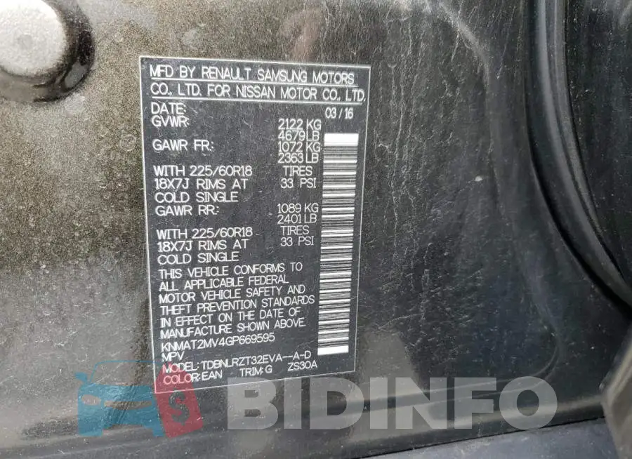 KNMAT2MV4GP669595 Photo# 13