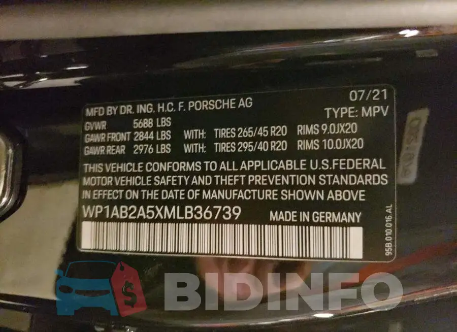WP1AB2A5XMLB36739 Photo# 13