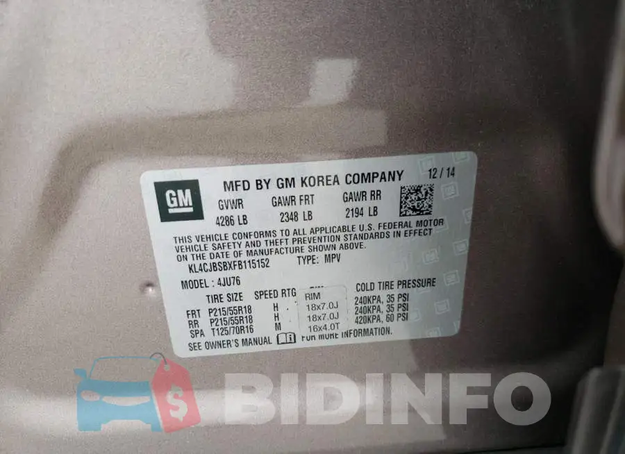 KL4CJBSBXFB115152 Photo# 14