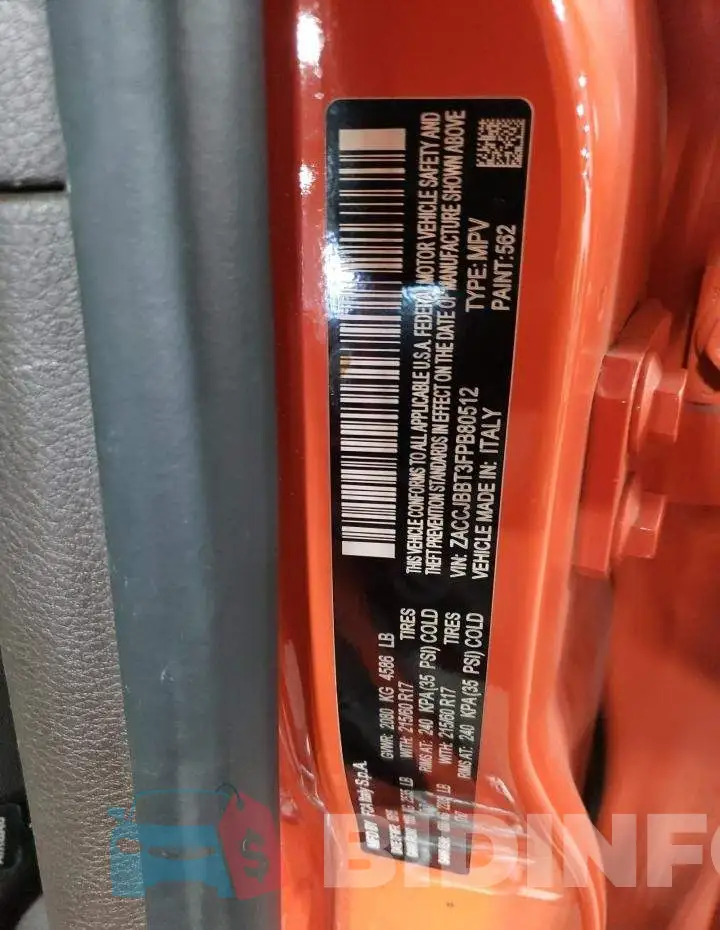 ZACCJBBT3FPB80512 Photo# 14