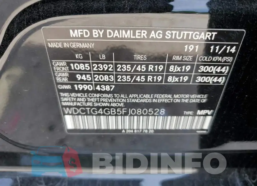 WDCTG4GB5FJ080528 Photo# 13