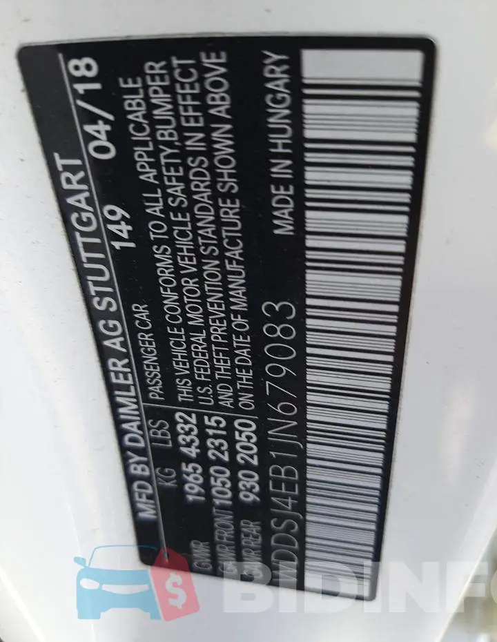 WDDSJ4EB1JN679083 Photo# 12