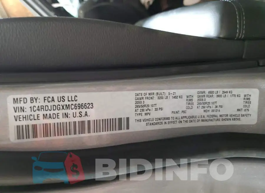 1C4RDJDGXMC696623 Photo# 14