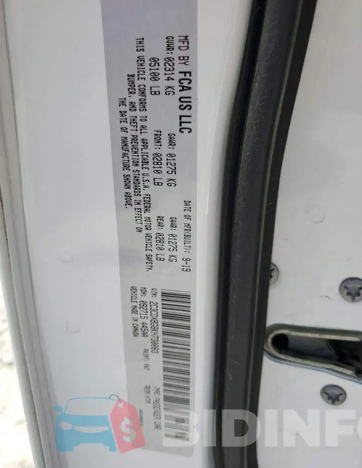 2C3CDXBG8KH730083 Photo# 12