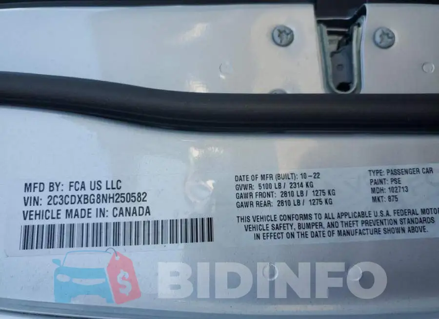 2C3CDXBG8NH250582 Photo# 12