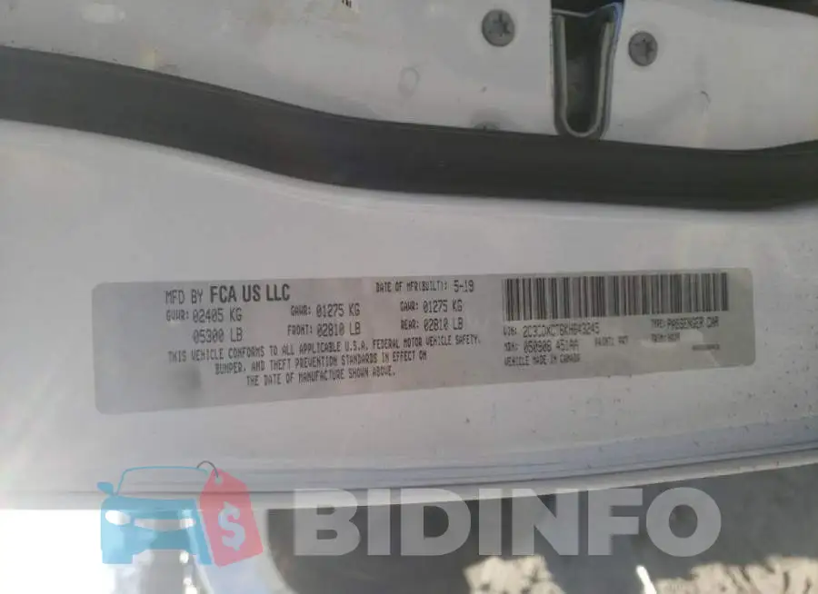 2C3CDXCT6KH643245 Photo# 13